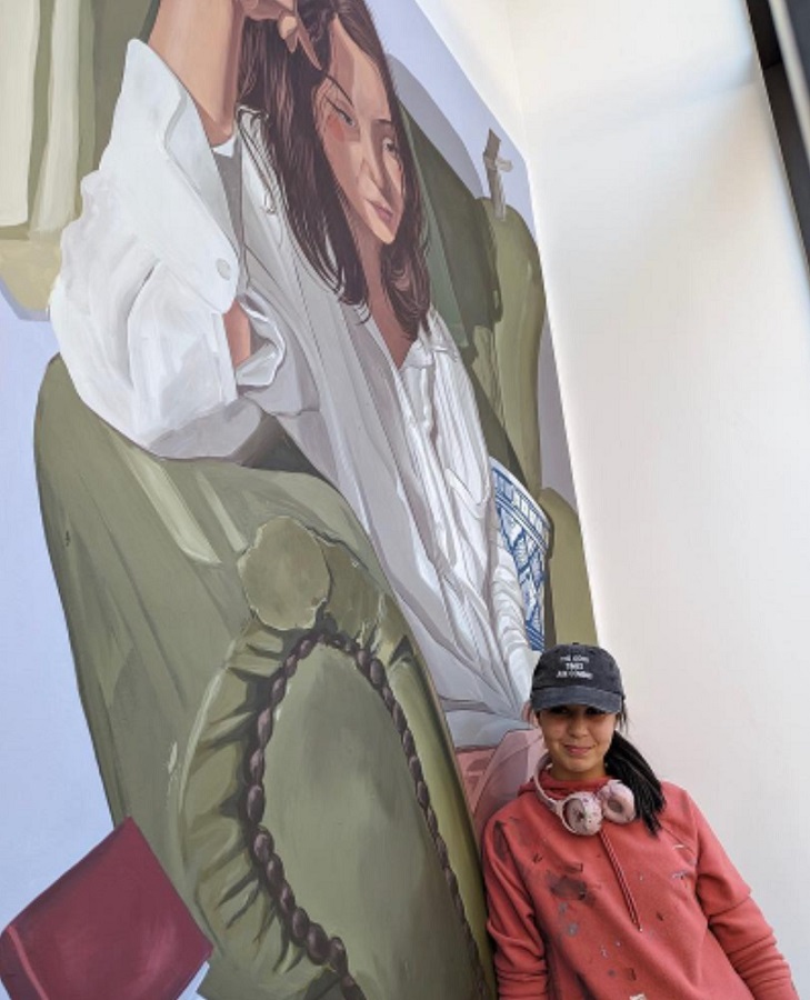 Tima et sa fresque réalisée à Chicago